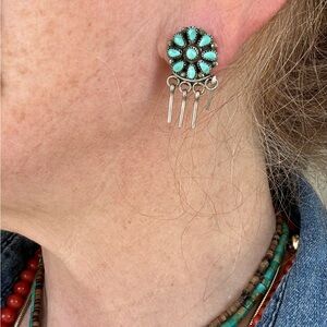 Navajo Turquoise sunburst Dangle Earrings